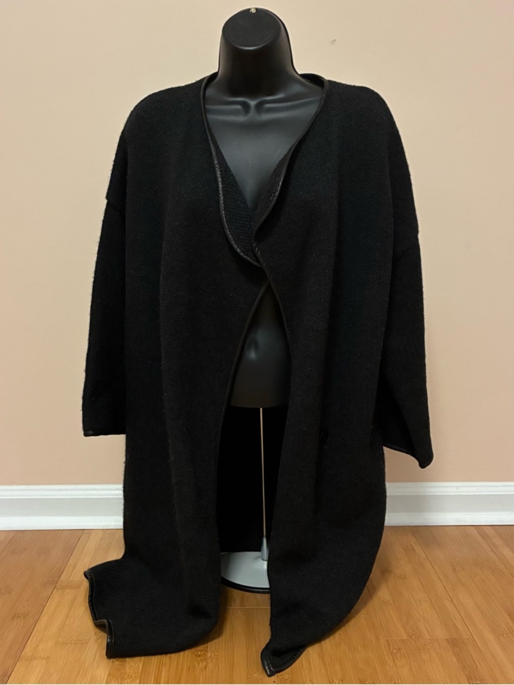 Vince Black Open-Front Longline Cardigan
